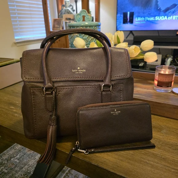 Kate Spade Satchel/Wallet (Deep Plum/Burgundy) - Picture 1 of 12